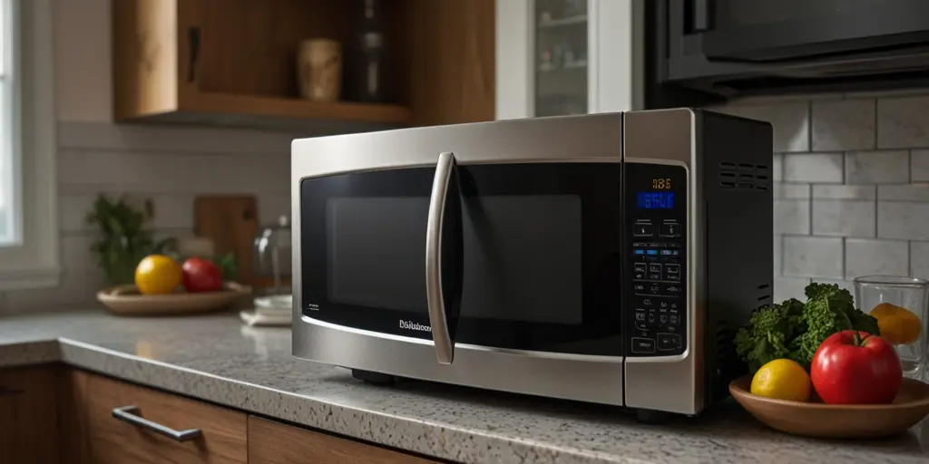 Overview of microwave dimensions, sizes, and features in a modern kitchen