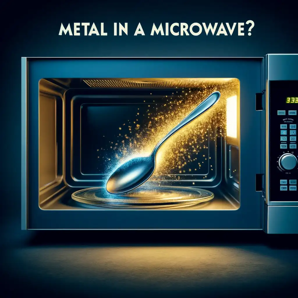 Metal in a Microwave sparking with potential danger.